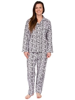 Leisureland Women's Cotton Flannel Long Sleeve Pajama Set, PJs Sleepwear