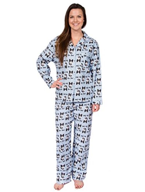 Leisureland Women's Cotton Flannel Long Sleeve Pajama Set, PJs Sleepwear