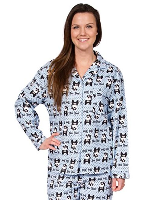 Leisureland Women's Cotton Flannel Long Sleeve Pajama Set, PJs Sleepwear