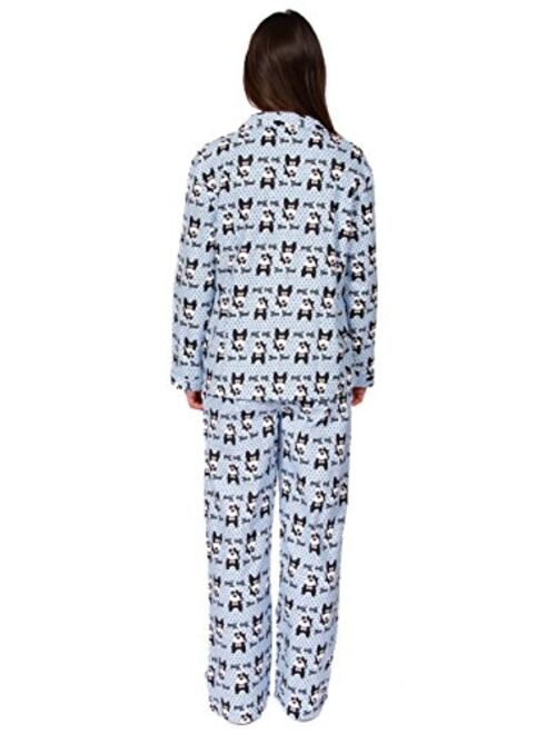 Leisureland Women's Cotton Flannel Long Sleeve Pajama Set, PJs Sleepwear