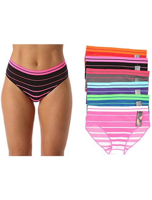 Kingfung 3-6 Pack Women's Invisible Seamless Bikini Underwear Half