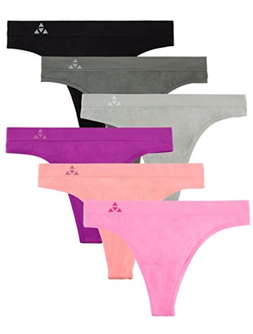 Balanced Tech Women's 6-Pack Quick Dry Breathable Seamless Thong Panties Underwear