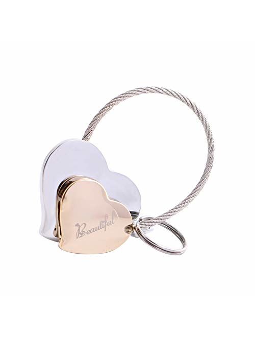 MILESI Heart to Heart Metal Keychain of Love for Women Sweet couples Gift