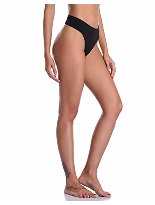 imakokoni 6 Pack Women's Nylon Spandex Thong Underwear