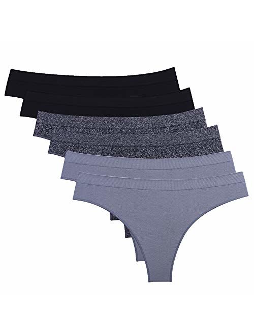 imakokoni 6 Pack Women's Nylon Spandex Thong Underwear