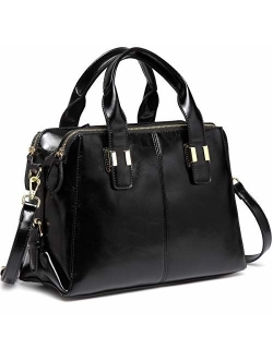 VASCHY Satchel Bag for Women, Faux Patent Leather Top Handle Handbag Work Tote Purse with Triple Compartments