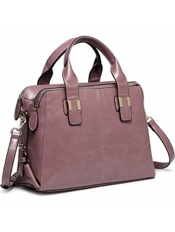 VASCHY Satchel Bag for Women, Faux Patent Leather Top Handle Handbag Work Tote Purse with Triple Compartments