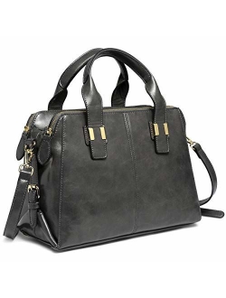 VASCHY Satchel Bag for Women, Faux Patent Leather Top Handle Handbag Work Tote Purse with Triple Compartments