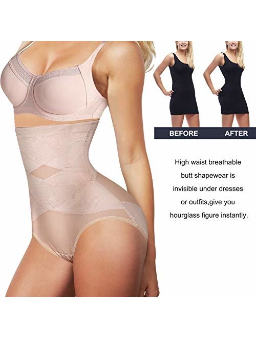 Nebility Women Butt Lifter Shapewear Hi-Waist Double Tummy Control Panty Waist Trainer Body Shaper