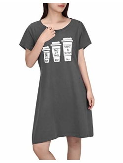 HDE Womens Sleepwear Cotton Nightgowns Short Sleeve Sleepshirt Print Night Shirt S-5X