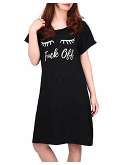 HDE Womens Sleepwear Cotton Nightgowns Short Sleeve Sleepshirt Print Night Shirt S-5X