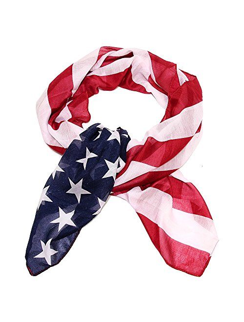 Falari Large USA American Flag Scarf Beach Wrap Soft Lightweight 72" X 36"