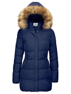 WenVen Women's Winter Thicken Puffer Coat with Fur Trim Removable Hood