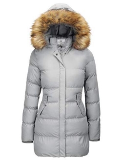 WenVen Women's Winter Thicken Puffer Coat with Fur Trim Removable Hood