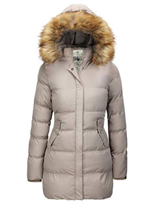 WenVen Women's Winter Thicken Puffer Coat with Fur Trim Removable Hood