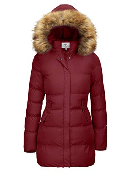 WenVen Women's Winter Thicken Puffer Coat with Fur Trim Removable Hood