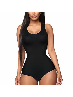 Irisnaya Shapewear Bodysuit Scoop Neck Tank Tops for Women Tummy Control Waist Trainer Vest Full Body Shaper