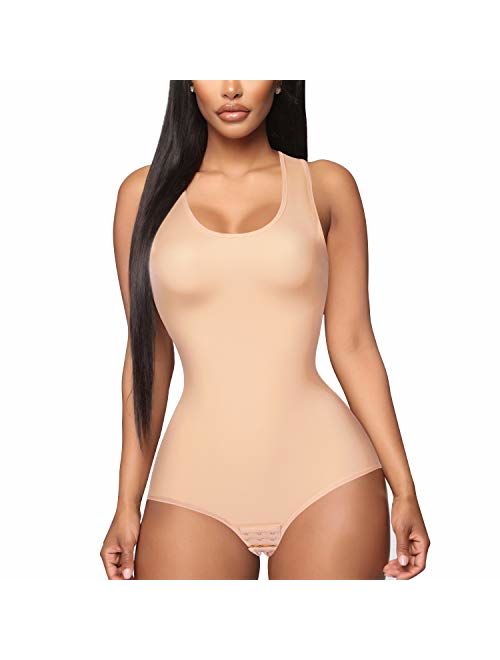 Irisnaya Shapewear Bodysuit Scoop Neck Tank Tops for Women Tummy Control Waist Trainer Vest Full Body Shaper