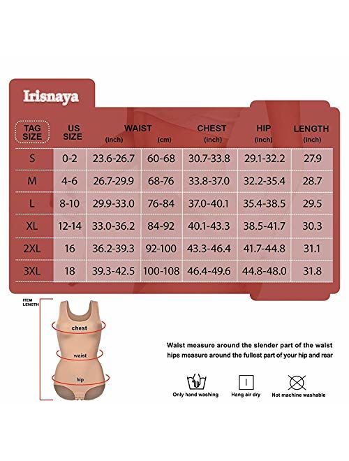 Irisnaya Shapewear Bodysuit Scoop Neck Tank Tops for Women Tummy Control Waist Trainer Vest Full Body Shaper