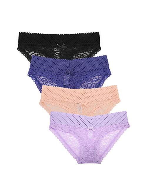 Womes Lace Underwear Panties Sexy Soft SeamlessTrim Briefs Hipster Panties for Ladies