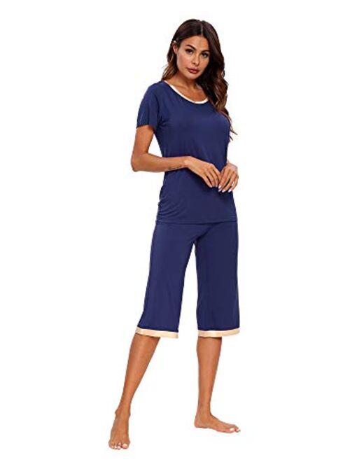 TIKTIK Pajamas Set Short Sleeve Sleepwear Womens Button Down Nightwear Soft Pj Lounge Sets S-4XL