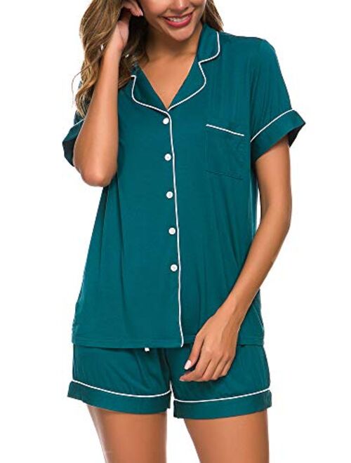 TIKTIK Pajamas Set Short Sleeve Sleepwear Womens Button Down Nightwear Soft Pj Lounge Sets S-4XL