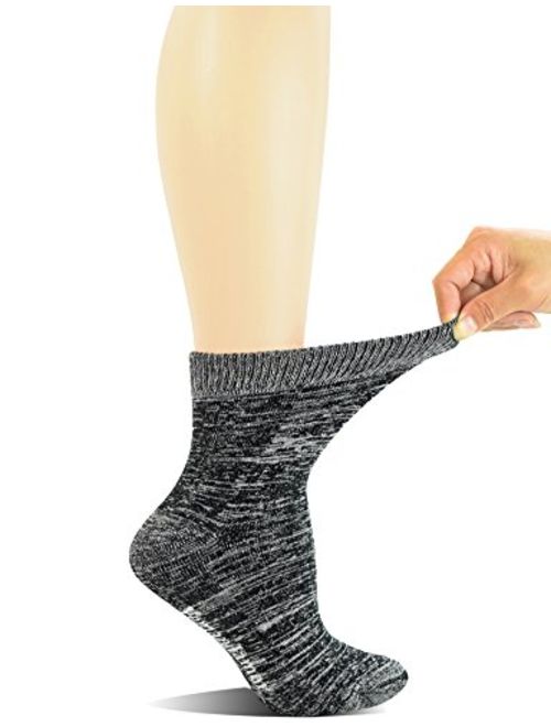 Yomandamor Women's 3 Pairs Bamboo Non-Binding Quarter Thick Warm Winter Socks with Seamless Toe and Full Cushion