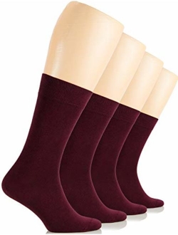 Hugh Ugoli Women's Crew Bamboo Dress Socks Thin Seamless Toe Business Casual With Gift Box, 4 Pairs