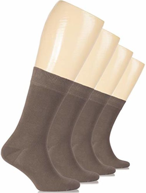 Hugh Ugoli Women's Crew Bamboo Dress Socks Thin Seamless Toe Business Casual With Gift Box, 4 Pairs