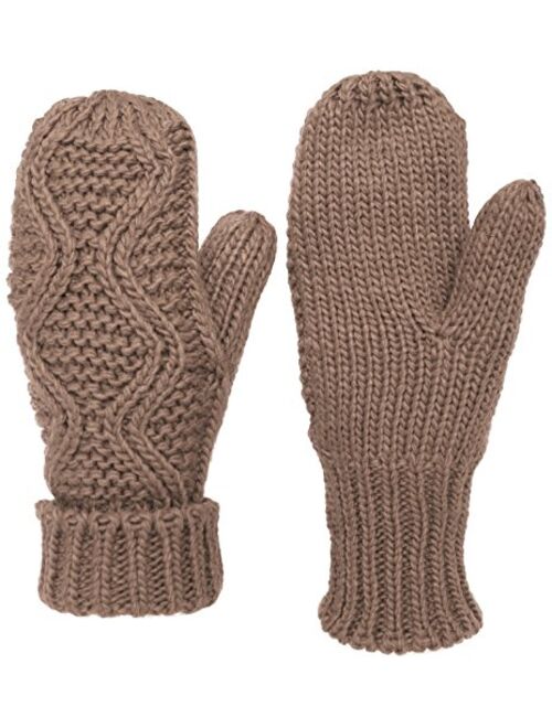 KMystic Women's Soft Plush Lined Cuffed Warm Winter Thick Knit Mittens