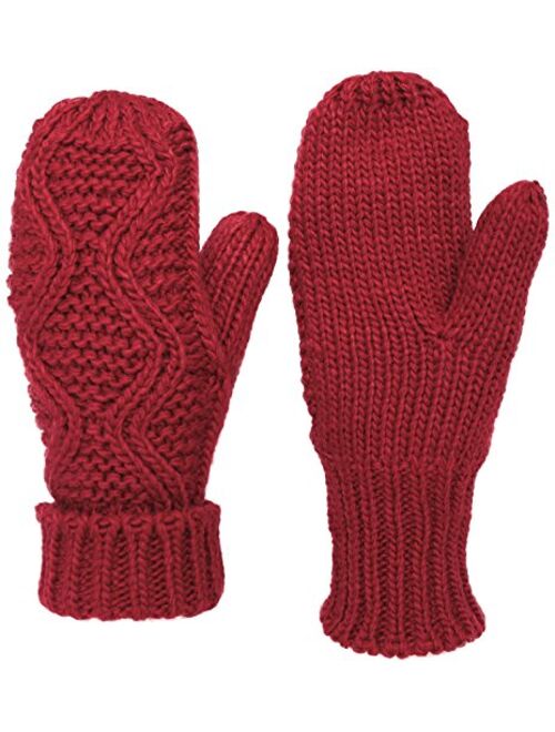 KMystic Women's Soft Plush Lined Cuffed Warm Winter Thick Knit Mittens