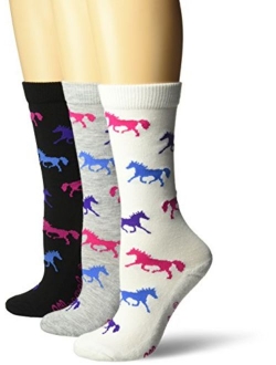 Women's Ladies Horse Crew Socks 3 Pair Pack