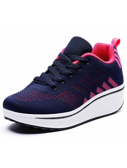 Women's Platform Wedge Tennis Walking Shoes Breathable Lightweight Casual Comfort Fashion Sneaker (Size:US5-US12)