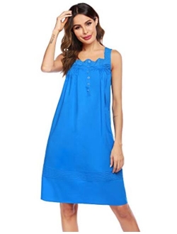 Women's Comfort Cotton Nightshirt Sleeveless Sleepwear Nightgowns S-XXL