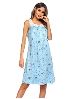 Women's Comfort Cotton Nightshirt Sleeveless Sleepwear Nightgowns S-XXL