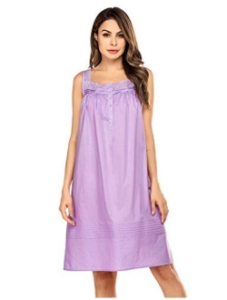 Women's Comfort Cotton Nightshirt Sleeveless Sleepwear Nightgowns S-XXL