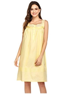 Women's Comfort Cotton Nightshirt Sleeveless Sleepwear Nightgowns S-XXL