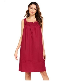 Women's Comfort Cotton Nightshirt Sleeveless Sleepwear Nightgowns S-XXL