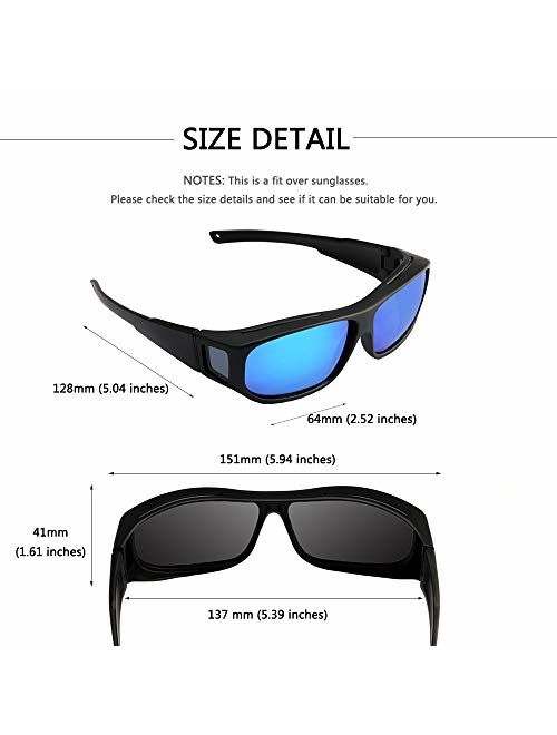 Unisex Wear Over Prescription Sunglasses - Polarized Fit Over Sun Glasses