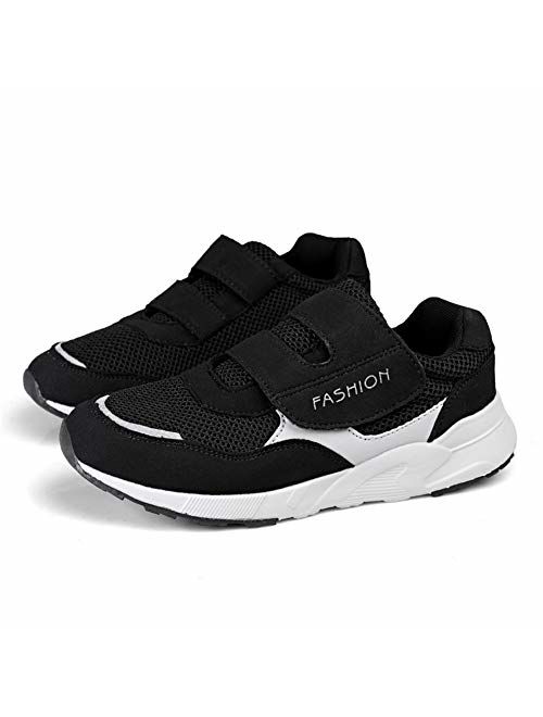 Leader Show Women's Elderly Casual Comfort Walking Shoe Safety Flats Non-Slip Hook & Loop Sneakers