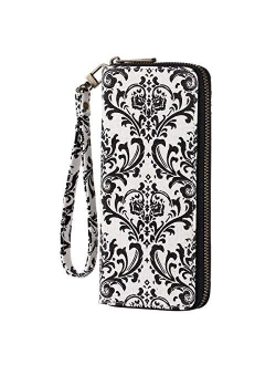 HAWEE Long Wristlet Handbag Leather Zipper Wallet for Cellphone Card Holder Coin Purse
