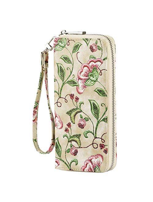 HAWEE Long Wristlet Handbag Leather Zipper Wallet for Cellphone Card Holder Coin Purse