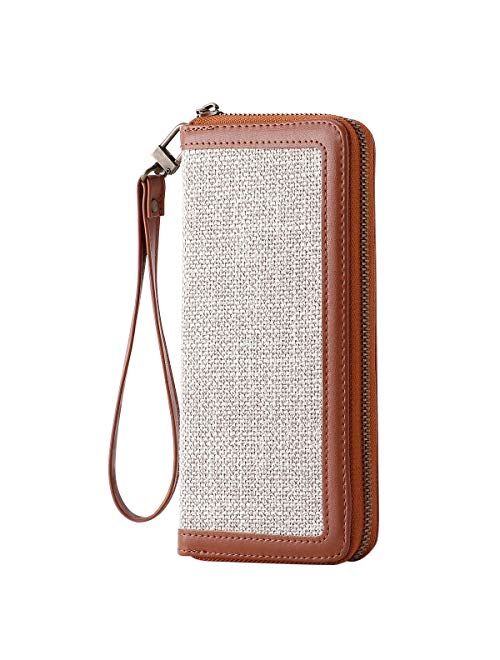 HAWEE Long Wristlet Handbag Leather Zipper Wallet for Cellphone Card Holder Coin Purse