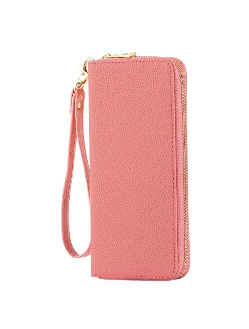 HAWEE Long Wristlet Handbag Leather Zipper Wallet for Cellphone Card Holder Coin Purse