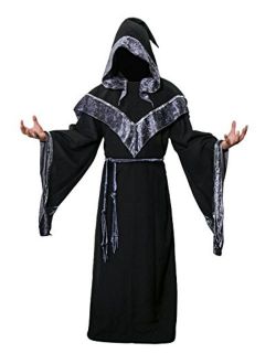 CISSTEC Adult Men's Dark Mystic Sorcerer Robe Halloween Cosplay Costume with Hooded Cape