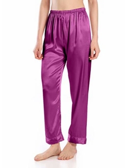 Wantschun Womens Satin Silk Sleepwear Long Pajamas Pants Nightwear Loungewear Pj Bottoms Trousers XXS-XXXL