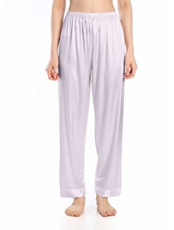 Wantschun Womens Satin Silk Sleepwear Long Pajamas Pants Nightwear Loungewear Pj Bottoms Trousers XXS-XXXL