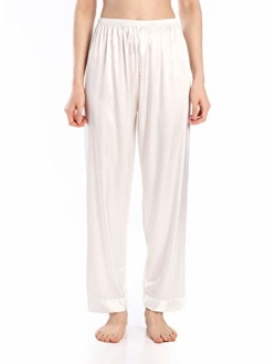 Wantschun Womens Satin Silk Sleepwear Long Pajamas Pants Nightwear Loungewear Pj Bottoms Trousers XXS-XXXL