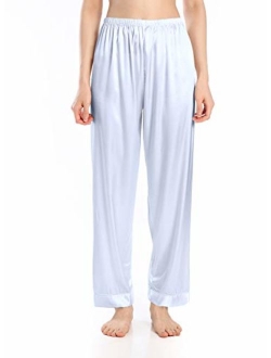 Wantschun Womens Satin Silk Sleepwear Long Pajamas Pants Nightwear Loungewear Pj Bottoms Trousers XXS-XXXL