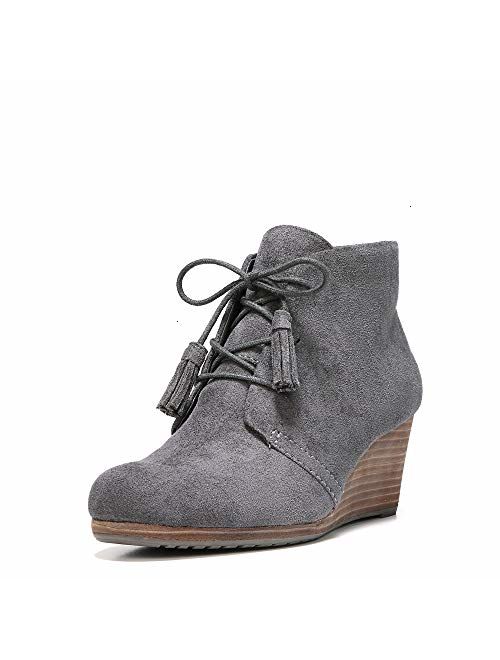 Dr. Scholl's Shoes Brown Suede Dakota Lace Up Wedges Boot